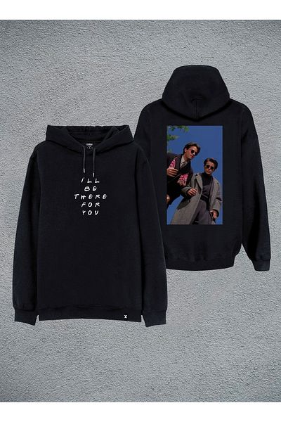 Darkia Friends Joey and Chandler Special Design Printed Double Sided Hooded Unisex Sweatshirt Hoodie
