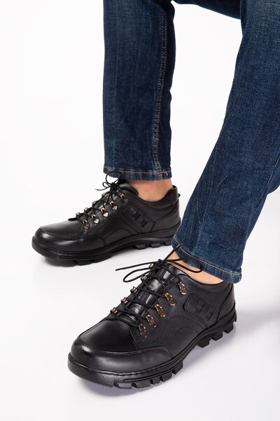 maximoda Pantofi pentru bărbați din piele naturală, cusute, iarnă, impermeabi...