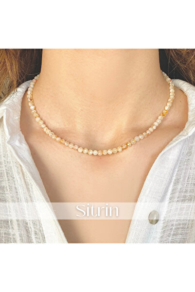 Ceync Sitrin Doğal Taş Dizi Çelik Kadın Kolye