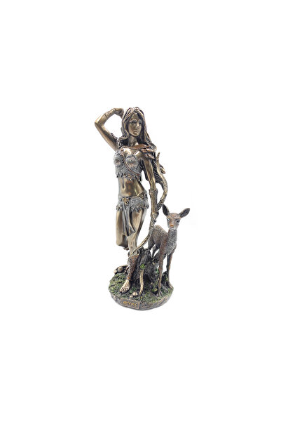 maketistan Veronese Yunan Tanrıçası Artemis Figürü, Bronz El Boyaması, Mitolojik Dekor Heykel 12x11x25 Cm