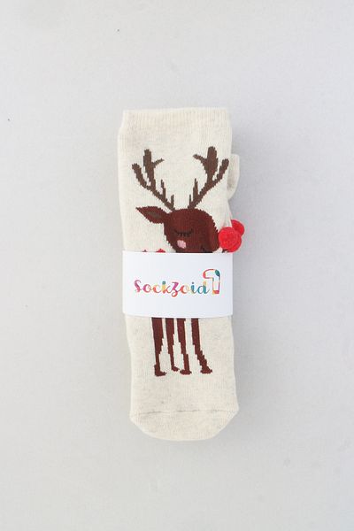 SockZoid Deer Patterned Children's Towel Socks Pack of 2