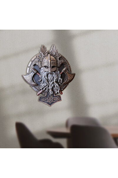 maketistan Veronese İkiz Baltalı Viking Valhalla Duvar Panosu, El Boyaması, D...