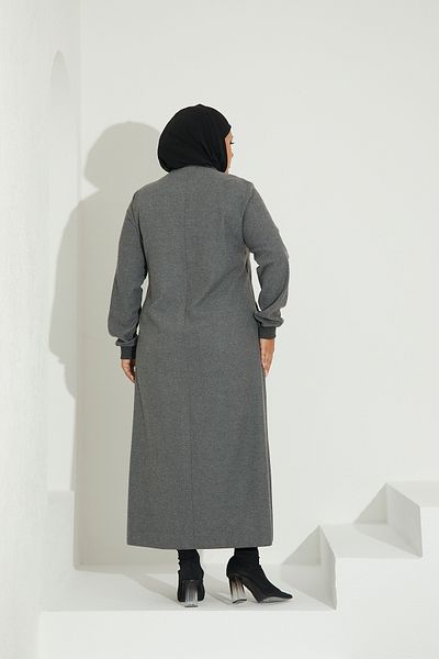 OKTAYUSTA COLLECTİON Seasonal Lumberjack Full Length Hidden Fly Zipper Abaya