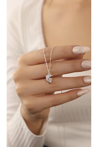 LİNOVE JEWELLERY Gümüş Tektaş Yunus Balığı Kolye, 925 Ayar Gümüş Kolye, Zarif...