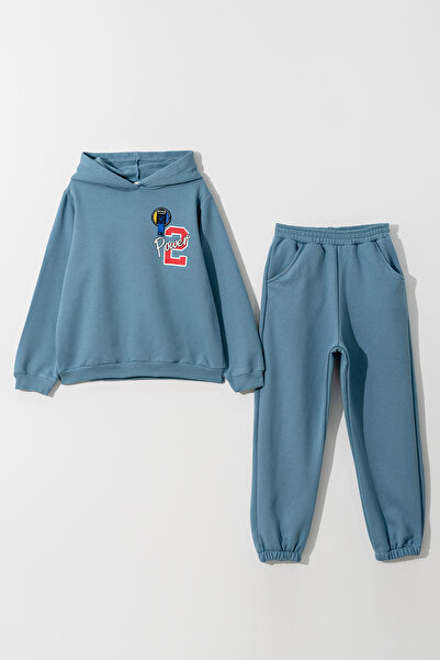 Tuffy Kids ERKEK ÇOCUK AKSESUAR BASKI DETAYLI KAPÜŞONLU İKİ İP EŞOFMANLI İKİLİ TAKIM 10-13 YAŞ