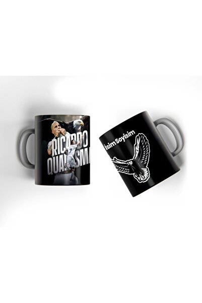 offside Quaresma Siyah Beyaz Kişiye Özel Kartal Tasarımlı Baskılı Hediye Kupa Bardak