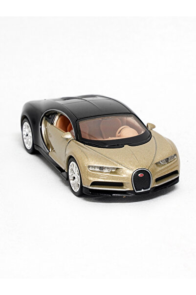 WELLY Lisanslı Bugatti Chiron Çek-Bırak Metal Model Araba (1:32-1:34) (Gold)