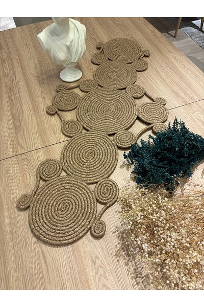 MaVaux Vanessa Natural Jute, Μοτίβο, Ψάθινο, American Service, Τραπέζι, Κάλυμμα Τραπεζιού σαλονιού Runner 45x95