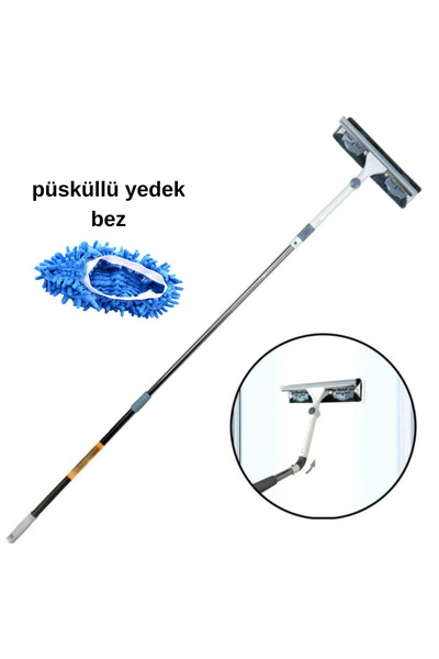 Oliva Nero Mikrofiber Cam Mopu +1 Yedek Bezli Cam Silme Aparatı Ayla Stan