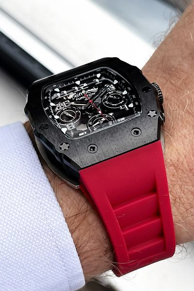 Ferrucci Function 3 Atm Waterproof Men's Wristwatch Red Silicone Band + Gift Bracelet GFRE2034C1