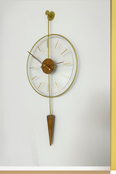 SEVİNÇ KONSEPT MasipPi GOLD Ceviz Göbek Nano ABS, Modern Dekoratif Metal Duvar Saati