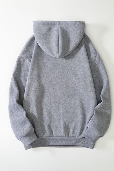 Josette Basic απλό βαμβακερό φούτερ - Γκρι Oversize Χοντρή χειμερινή κουκούλα