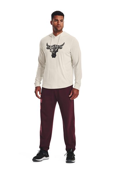 Under Armour Hooded Collar White Men's Sweatshirt 1367107   Ua Project Rock Terry Hd