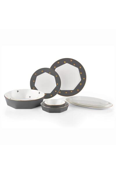 Koleksiyon Mislina 6 Kişilik Yemek Takımı 28 Parça Gri