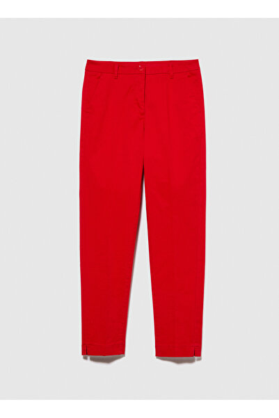 Sisley Red Women's High Waisted Slim Fit Trousers 4Ai655Ah6