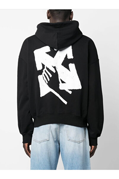 BrandsBoutique Off White Hand Arrow Oversize Siyah Sweatshirt