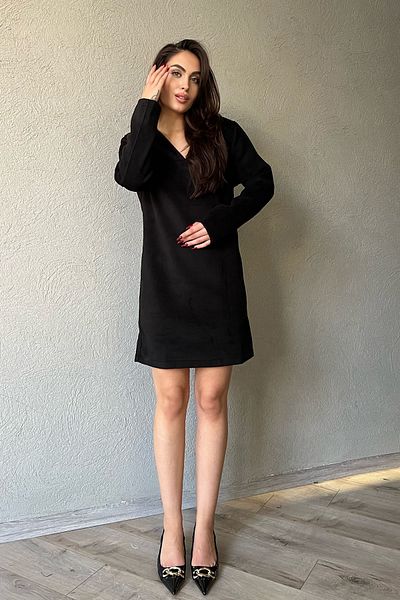 Seda Yalçın Atelier Black V-Neck Padded Stamp Dress