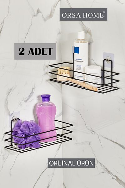 ORSA HOME 2 bucăți 926 Strong Magic Sticky Raft dreptunghiular pentru baie cu curea negru mat