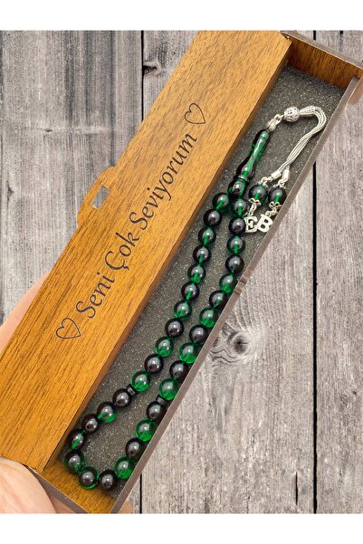 KANUNİ TESBİH Mărgele de rugăciune cu moară verde negru moară cu litere