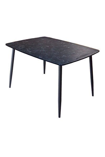 Estelia Netaks Truva Masa Siyah Metal Ayaklı Mutfak Yemek Masası - 90x120 Cm