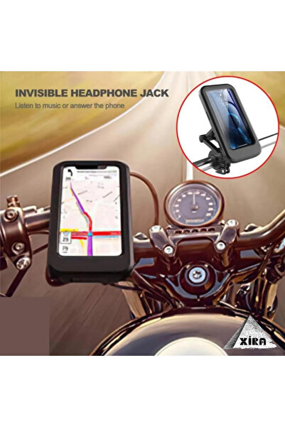 XİRA Su Geçirmez Scooter Motor Bisiklet Telefon Tutucu 360 Ayarlanabilir Kapaklı Dokunmatik B-T X-91