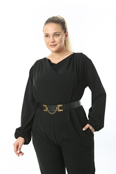 CİXAPLE Lycra Belted Long Sleeve Jumpsuit