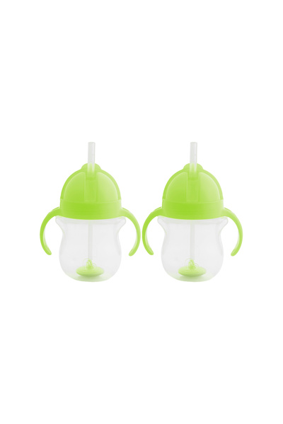 Munchkin Click Lock Spout Drinking Cup with Straw, 6 months, 207ml, Green, Pack of 2