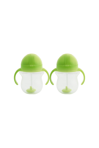 Munchkin Click Lock Spout Drinking Cup with Straw, 6 months, 207ml, Green, Pack of 2