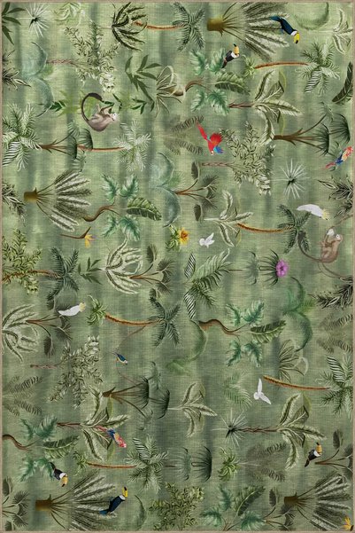 Rugs Modern Halı Green Forest Themed Bird and Tree Patterned Creative Modern ...