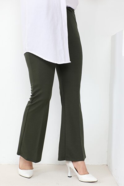 Bestenur Piyale Spanish Leg Trousers 653 - Khaki
