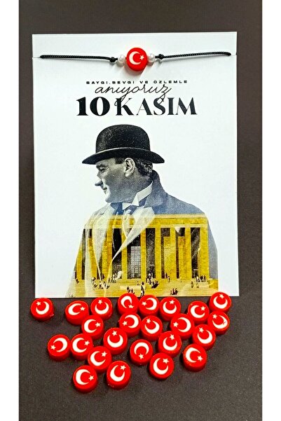 10 KASIM ATATÜRK'Ü ANMA ANI KARTI BİLEKLİĞİ 5 ADET