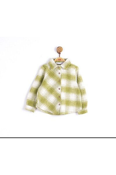 nk kids قميص حطاب سميك بأزرار للإغلاق للفتيات والأولاد