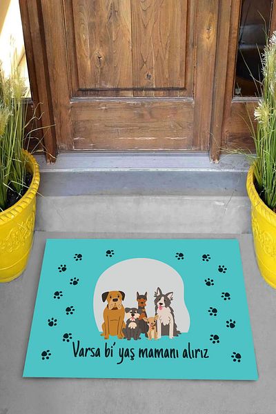 Pelangi Digital Printed If We Have a Bi Age We Get Your Mamat Written Dog Pattern Decorative Door Mat