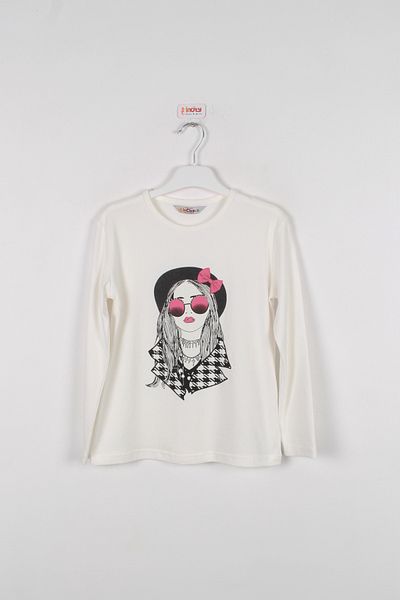 incity Girl with Black and Fuchsia Glasses and Print Detail Combed Cotton