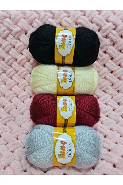 OPAL 4 Adet Patik Ipi Siyah Gri Krem Bordo Şiş No 3,5 Tığ No 2,5 Dir.yelek Ör...
