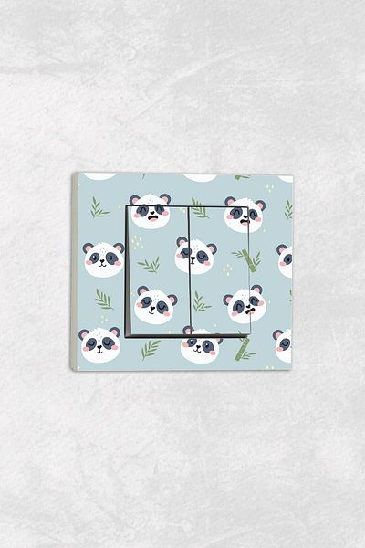 markcat Ovivo Grano (TWO-KEY PIREZ) UV Printed Panda Pattern White Decorative Commitator Frame Included