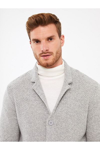 LC Waikiki Ανδρική πλεκτή ζακέτα LCWAIKIKI Classic Standard Mold Jacket Collar