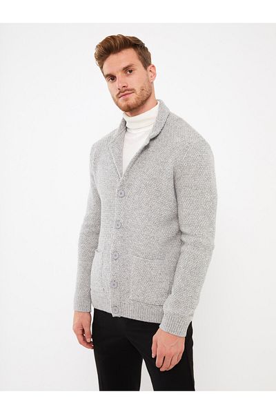 LC Waikiki Ανδρική πλεκτή ζακέτα LCWAIKIKI Classic Standard Mold Jacket Collar