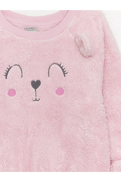 LC Waikiki Crew Neck hímzett hosszú ujjú lány plüss pulóver