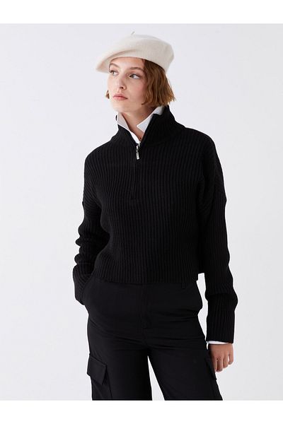 LC Waikiki High Collar Plain Long Sleeve Women's Knitwear Sweater