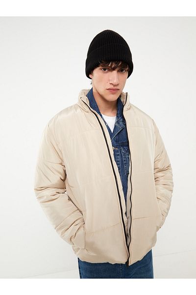 LC Waikiki Men's Puffer Jacket - Standard Fit, Stand Collar