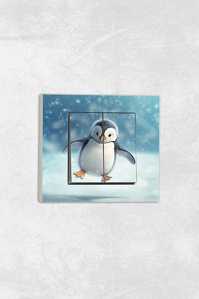 markcat Ovivo Grano (TWO-KEY PIRISE) UV Printed Penguin Pattern White Decorative Commitator Frame Included