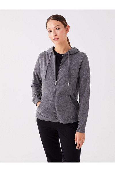 LC Waikiki Damen-Langarm-Sweatshirt mit Kapuze und Reißverschluss