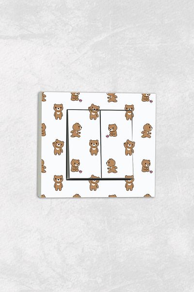 markcat Ovivo Grano (TWO-KEY PIREZ) UV Printed Teddy Bear Pattern Children's Room Decorative Commitator Frame Included