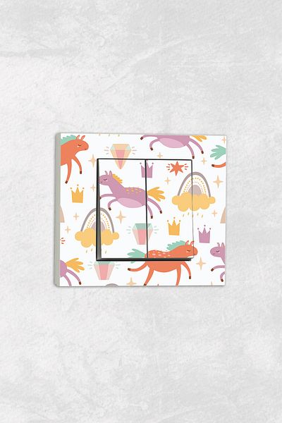 markcat Ovivo Grano (TWO BUTTON PIREZ) UV Printed Children's Room Pattern White Decorative Commitator Frame Included