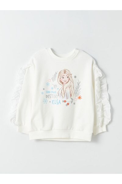 LC Waikiki Dívčí mikina s dlouhým rukávem s potiskem Elsa Crew Neck