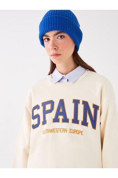 LC Waikiki Dámská mikina Oversize Crew Neck s dlouhým rukávem – potištěná