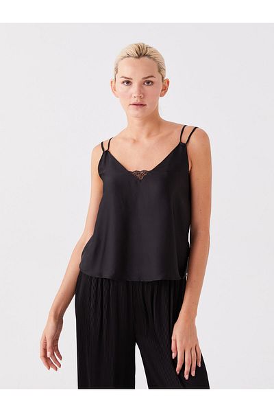 LC Waikiki Set pijama de damă din satin cu bretele drepte cu decolteu în V