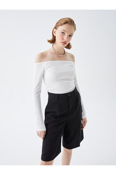 LC Waikiki Dámské tričko Boat Neck Plain s dlouhým rukávem