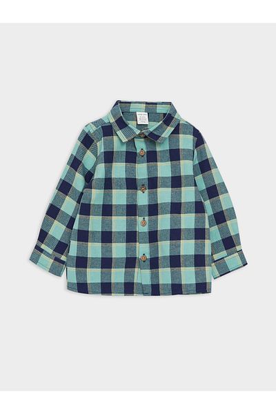 LC Waikiki Long Sleeve Plaid Patterned Baby Boy Shirt and Jean Pants 2 Pieces Set